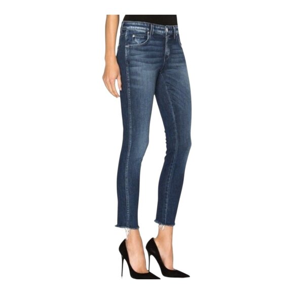 AMO Stix Crop Frayed Hem Mid-rise Skinny Jeans in Sweetheart Wash Women's 27 - Picture 1 of 10